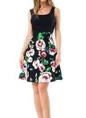 Miusol Women's Sleeveless V-Neck Floral Print A-Line Dress Size M